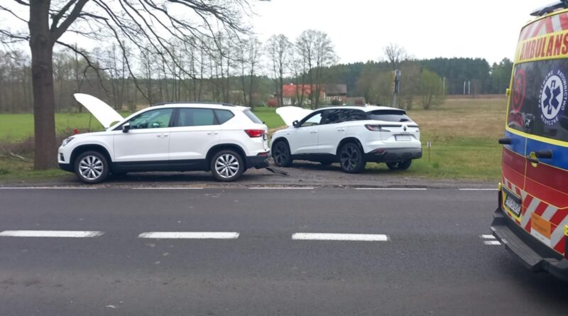 Zderzenie dwóch samochodów na dw308 w gminie Nowy Tomyśl
