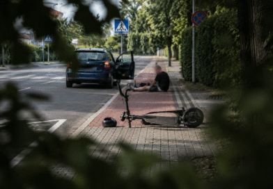 Ford kontra hulajnoga? Zderzenie hulajnogi z Fordem w Nowym Tomyślu. Ford kontra hulajnoga? Zderzenie hulajnogi z Fordem w Nowym Tomyślu.