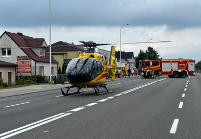 Wypadek drogowy z udziałem motocykla i samochodu osobowego! Na miejscu śmigłowiec LPR.