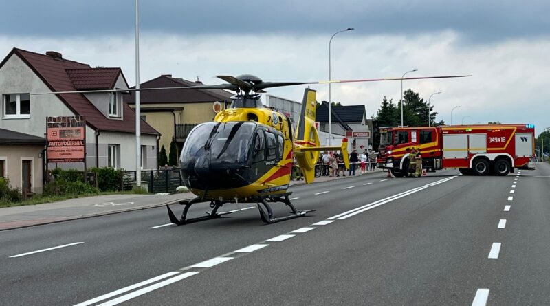 Wypadek drogowy z udziałem motocykla i samochodu osobowego! Na miejscu śmigłowiec LPR.