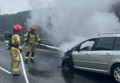 Pożar samochodu osobowego na Trasie Bursztynowej Pożar samochodu osobowego na Trasie Bursztynowej