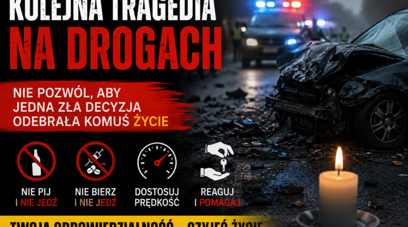 Kolejna tragedia na drogach. Nie pozwól, aby jedna zła decyzja odebrała komuś życie Kolejna tragedia na drogach. Nie pozwól, aby jedna zła decyzja odebrała komuś życie