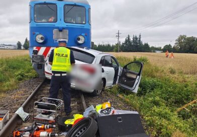Śmiertelny wypadek na przejeździe kolejowym w Kiszkowie. Nie żyje 41-letni kierowca Audi Śmiertelny wypadek na przejeździe kolejowym w Kiszkowie. Nie żyje 41-letni kierowca Audi