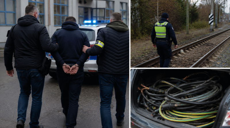 Kradli przewody, straty przekroczyły milion złotych. Trzy osoby zatrzymane przez policjantów