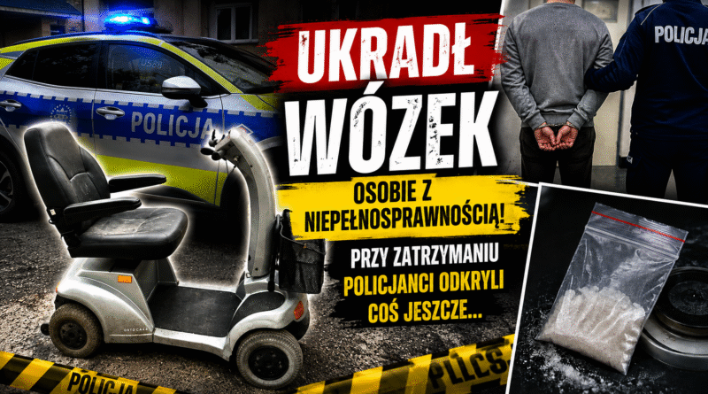 Ukradł wózek osobie z niepełnosprawnością i wystawił go na sprzedaż. Przy zatrzymaniu policjanci odkryli coś jeszcze Ukradł wózek osobie z niepełnosprawnością i wystawił go na sprzedaż. Przy zatrzymaniu policjanci odkryli coś jeszcze