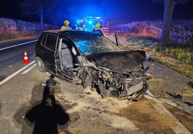Volkswagen uderzył w drzewo, kobietę i mężczyznę przewieziono do szpitala Volkswagen uderzył w drzewo, kobietę i mężczyznę przewieziono do szpitala