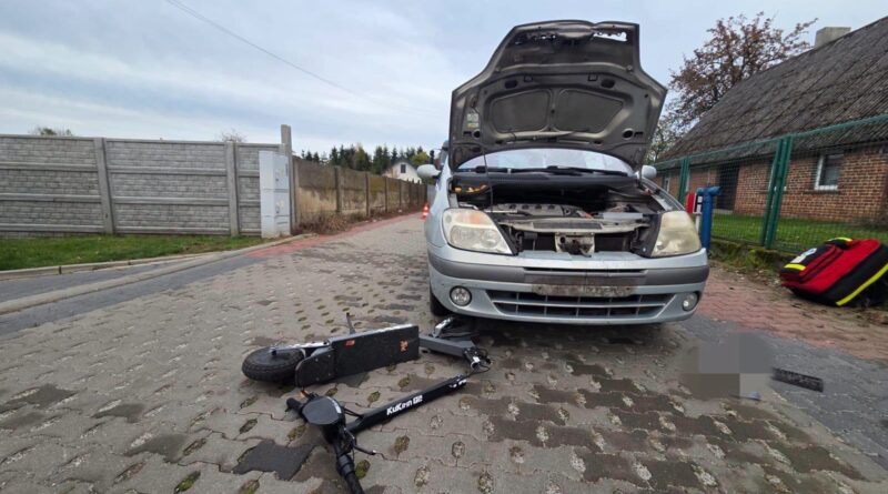 13-latek na hulajnodze zderzył się z samochodem. Z urazem głowy trafił do szpitala! 13-latek na hulajnodze zderzył się z samochodem. Z urazem głowy trafił do szpitala!